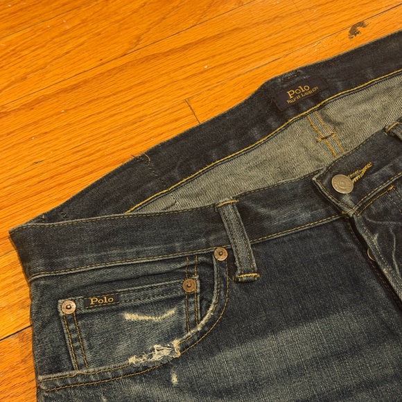 Polo by Ralph Lauren Men's Relaxed Fit Distressed Jeans - Dark Blue - Picture 4 of 7